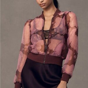 NWT: Dolan/Anthropologie Floral Sheer Bomber Jacket